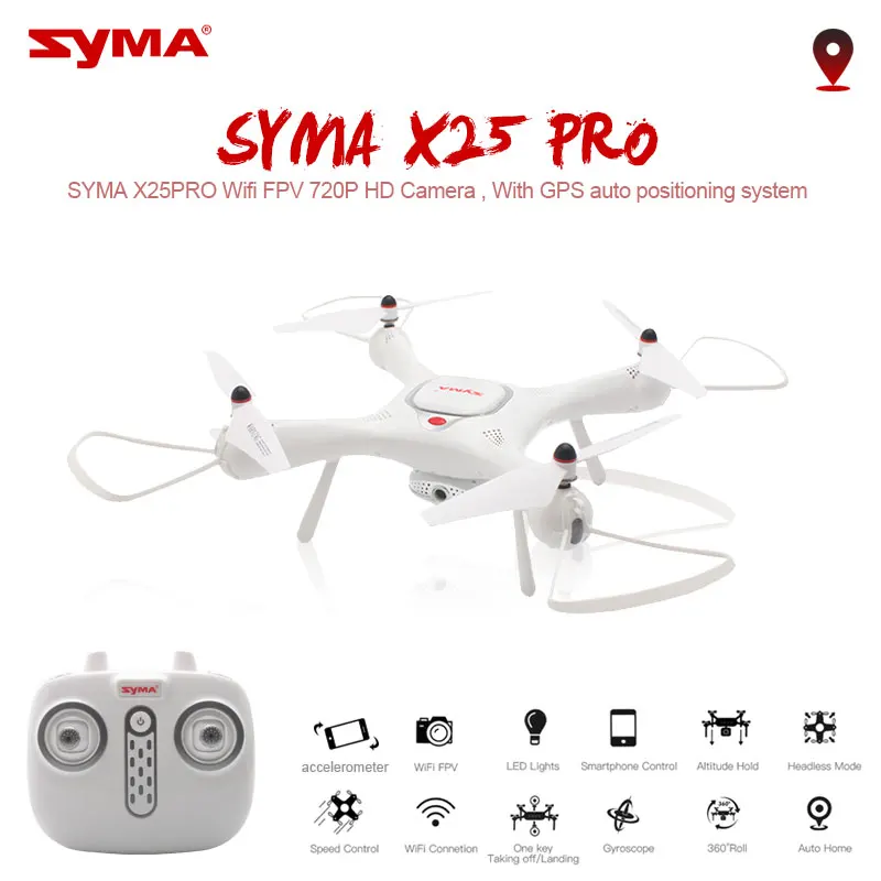 Дрон с дистанционным управлением Syma X25PRO Wi Fi FPV 720P камерой Квадрокоптер RTF GPS