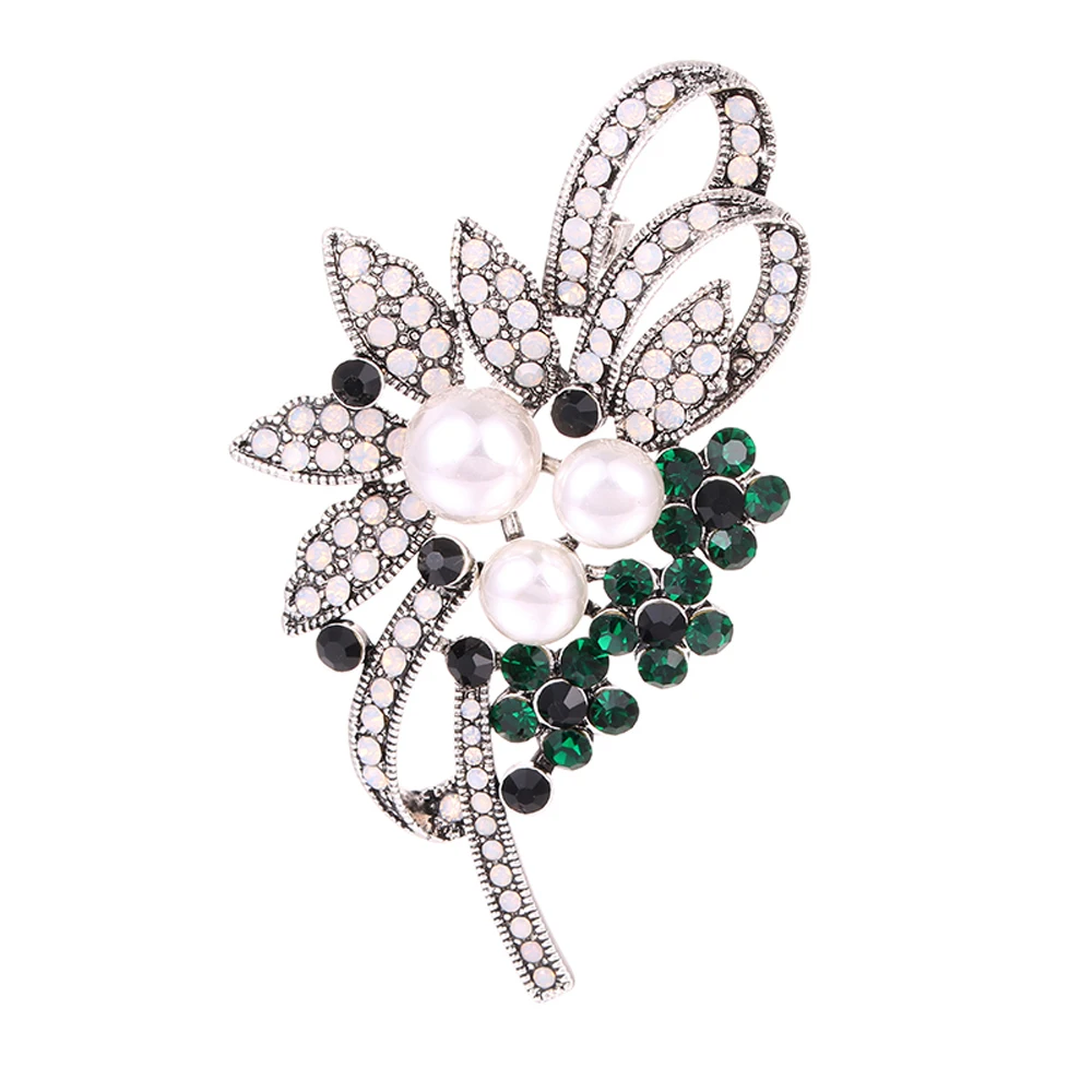 

JUJIE Vintage Rhinestone Flower Brooch For Women Plant scarf Pins Brooches Fashion Jewelry Female