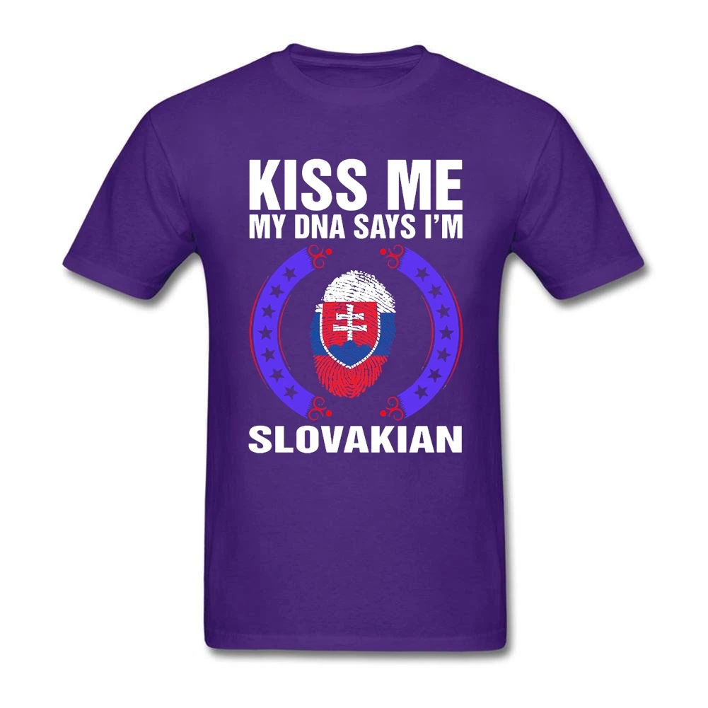 Kiss Me My DNA Says I Am Slovakian T Shirt Slovakia Men's Cotton Tees Male Oversize Clothing Fingerprint Flag Guys Tee Shirts | Мужская