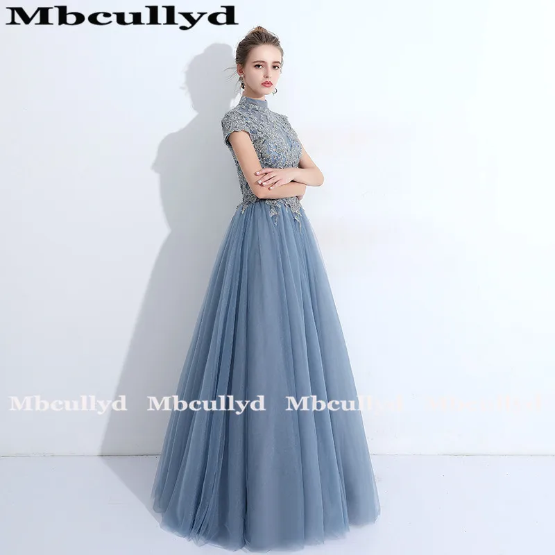 Mbcullyd винтажные платья выпускного вечера с высоким воротом 2020 Тюль A-Line вечернее