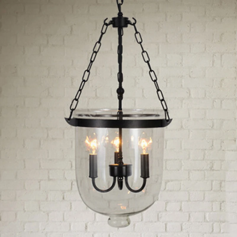 Ретро деревенский светильник из прозрачного стекла 3 свечи s Bell Jar подвесной лампа