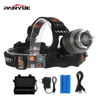 panyue led headlight 2000 lumen t6 led head lamp flashlight zoom led headlamp use 18650 rechargeable battery for camping hunting