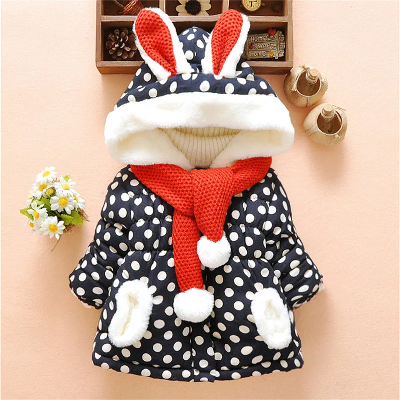 Детское зимнее пальто BibiCola теплый пуховик с капюшоном для девочек хлопковая