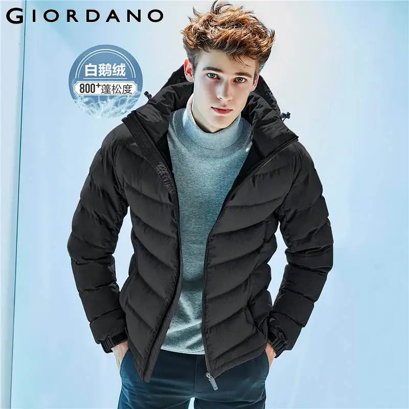 Giordano пальто мужской зимний пуховик с воротником состоящий из натурального утиного пуха, зимняя куртка, имеет три варианта окраса