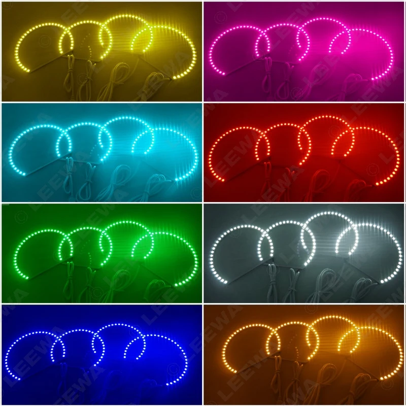 LEEWA 4X127.5mm Car RGB 5050SMD Flash LED Angel Eyes Halo Rings Daytime Running Light For BMW E39 OEM (01-03) Headlight #CA3398 |