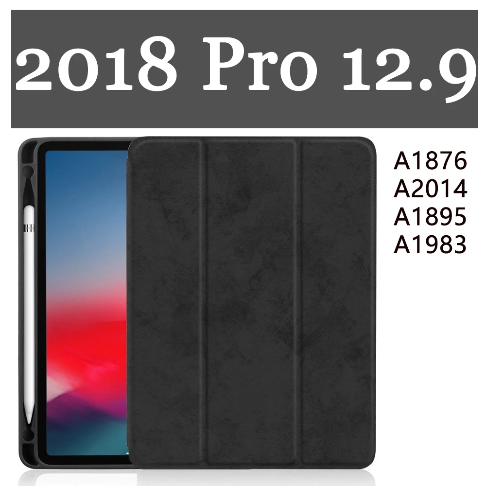 hei FG pro12.9 2018 Для iPad Pro 12,9 чехол с карандашом держатель из искусственной кожи TPU мягкий чехол для iPad Pro 12,9 чехол(только чехол, без ручки - Цвет: hei FG pro12.9 2018
