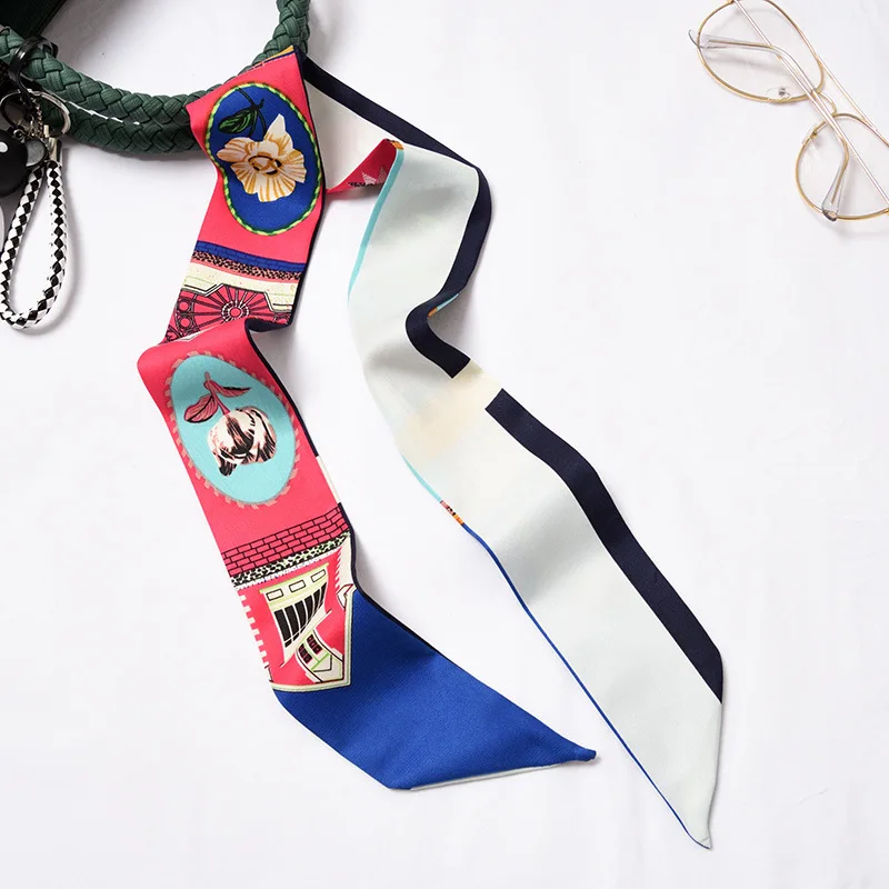 Тонкие женские шарфы тонкий бандажный мешок из Твила декоративный шарф