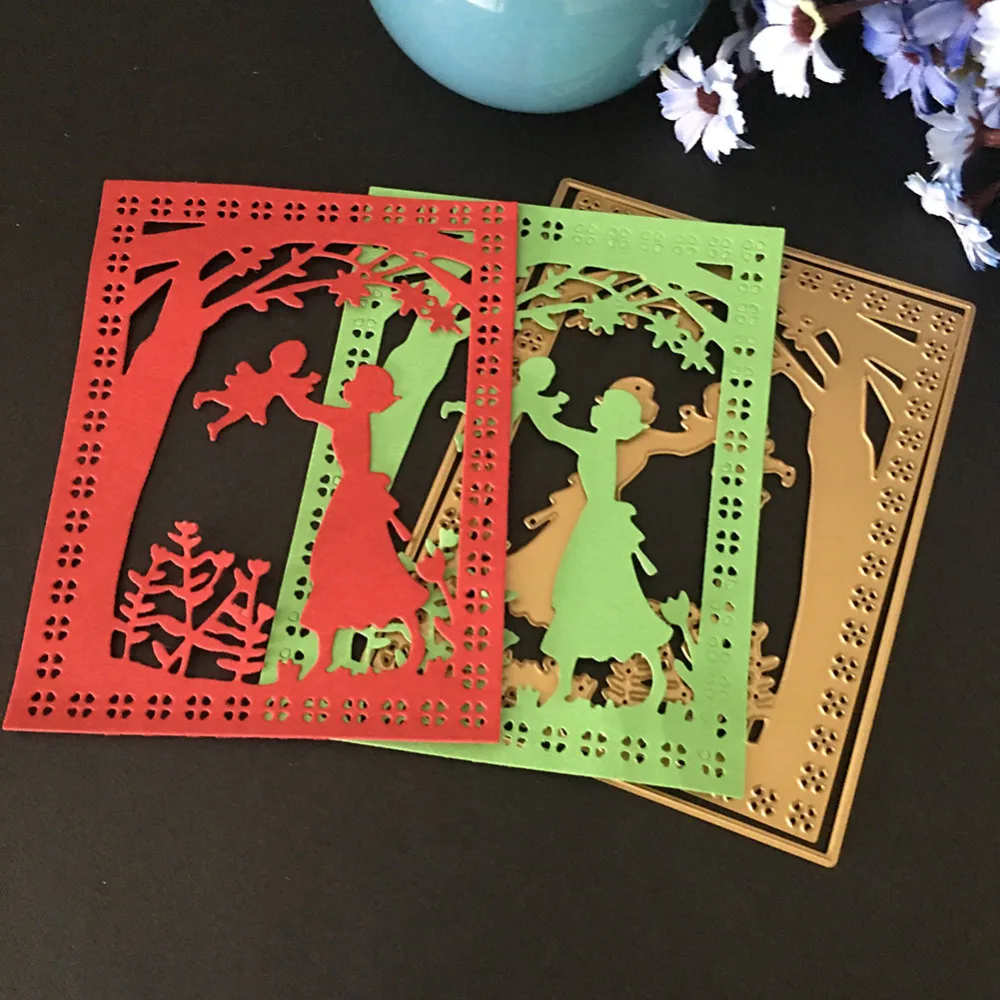 Мать/женщина играть с ребенком в парке металла резки штампы Трафарет DIY тиснение