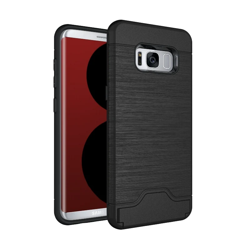 Phone case for Samsung galaxy S8 Plus Standing Hybrid TPU+PC Armor back cover with Shelf and Card pocket Case For Galaxy |
