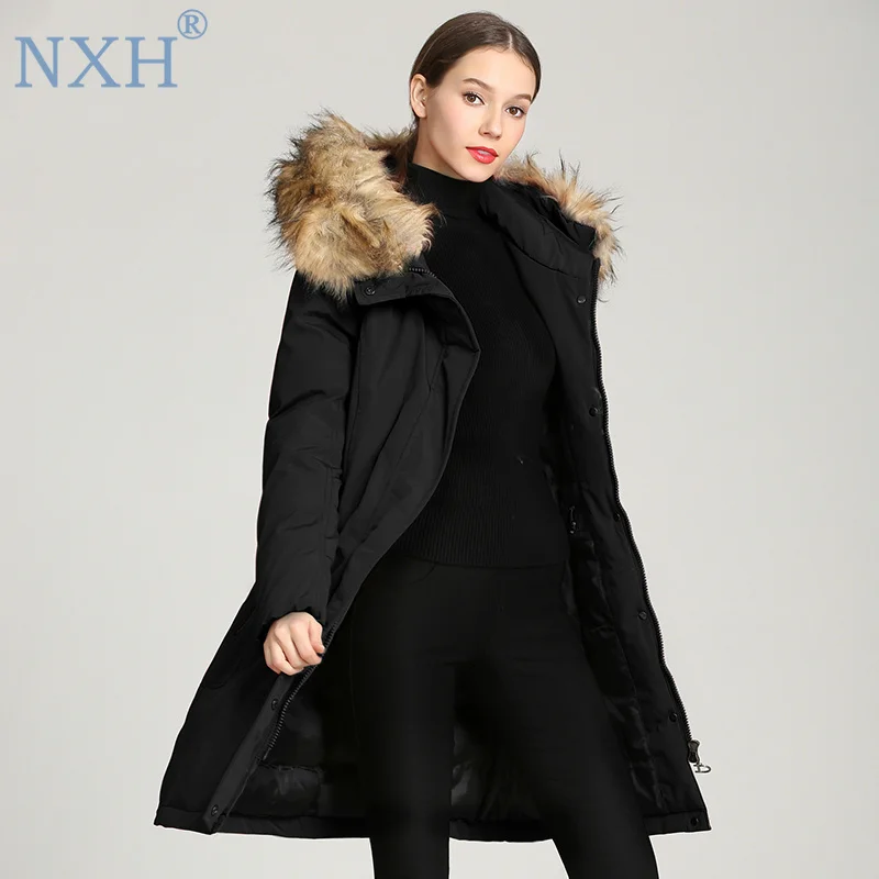 NXH супер теплая новая зимняя куртка зимнее пальто Женская парка хорошее качество хорошая ткань меховая парка Женское пальто длинное шерстяное пальто