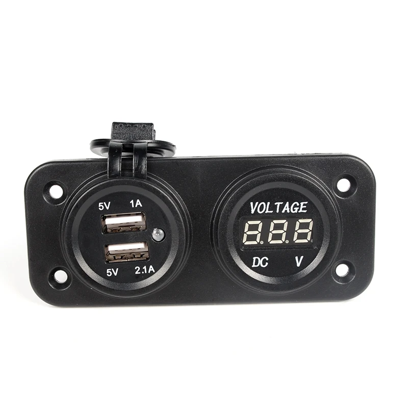 2.1A светодиодный двойной автомобиль 2 USB порт зарядное устройство с DC Вольтметр