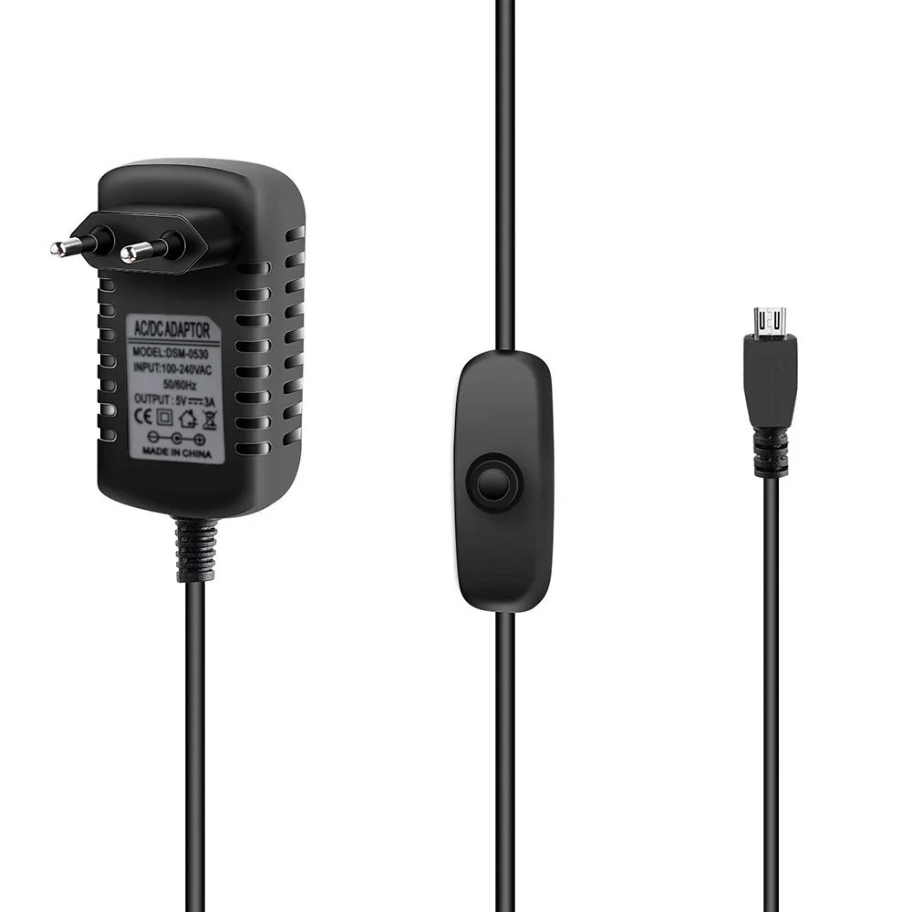 Лидер продаж 5 в 3A Raspberry Pi 3 Кнопка питания адаптер Micro USB порт для Model B штепсельная