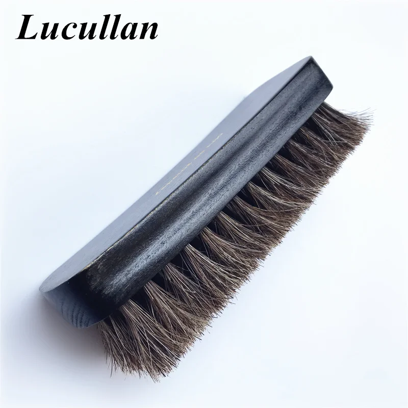 1PC Black Handle Lucullan щетка для мытья автомобиля премиум класса из конского волоса твердый Бук деревянная ручка чистящие инструменты внутренняя кожаная детальная щетка - Цвет: 1PC Black Handle
