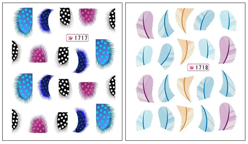 1 шт Красочный дизайн наклейки Вода Передача Nail Art Советы перо надписи Nail Art Украшение обертывания ногти инструменты 12 видов стилей