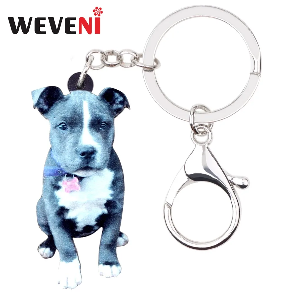 WEVENI акриловый стаффордширский бултерьер цепочка брелок для ключей собаки сумка