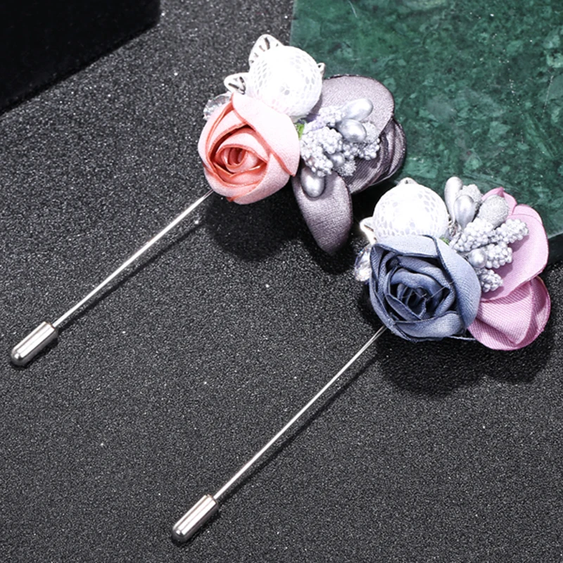 Булавка серебряного цвета с искусственным жемчугом цветная яркая кружевная