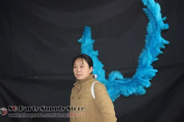 New arrival high quality blue Model show event party Large size Ostrich feather Angel wings Pure handmade EMS Free shipping | Дом и сад