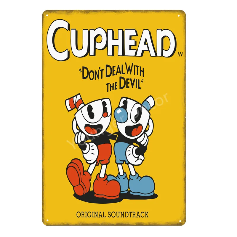 Металлический постер Funko Pop Cuphead для видеоигр мугман дьявол легендарный настенный