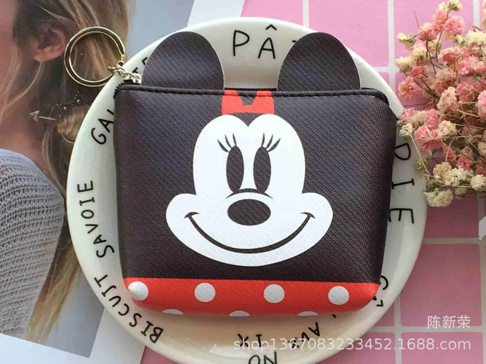 Disney мультфильм Микки Маус стерео ухо молния монета pu Кошелек для монет карты пакет Дональд Дак девушки сумка для рук детей Подарки - Цвет: 14