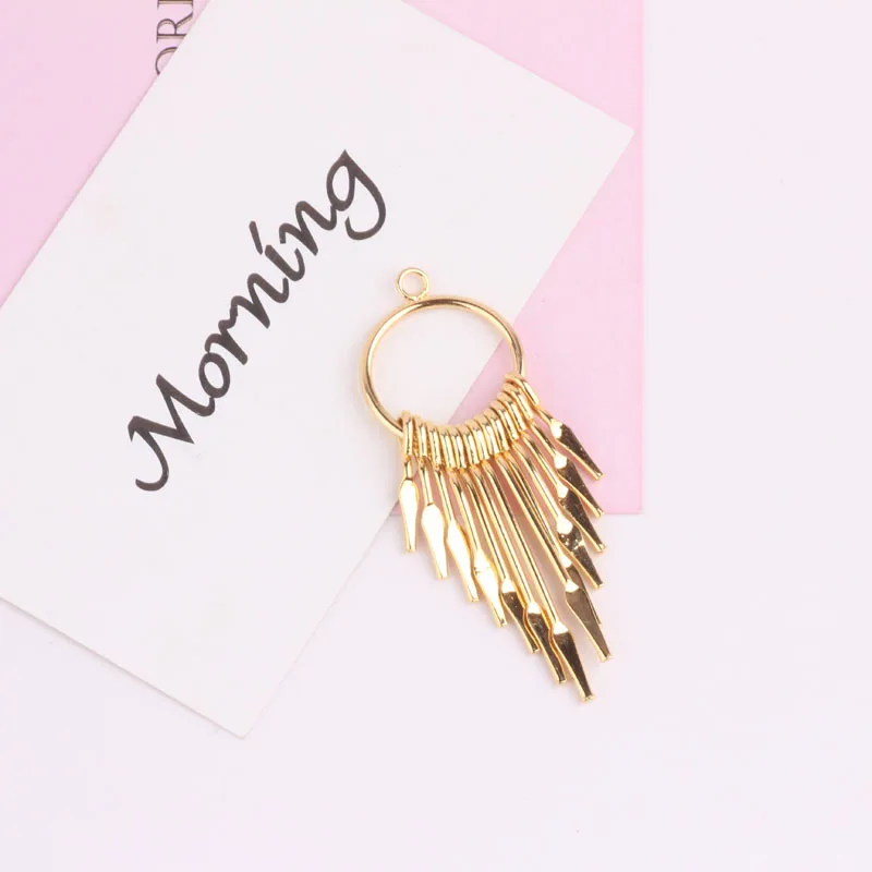 DIY ювелирные аксессуары 18k позолоченные гальванические цветные с бахромой Темперамент Преувеличенные геометрические серьги кулон 4 штуки