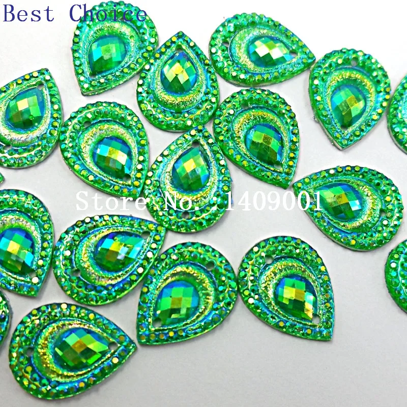 Привлекательные стразы из смолы зеленого цвета в форме капель ручная работа