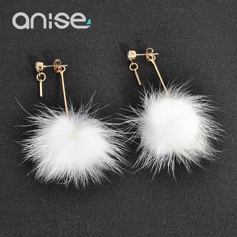 Anise новые норковые меховые длинные серьги шарики преувеличенная имитация