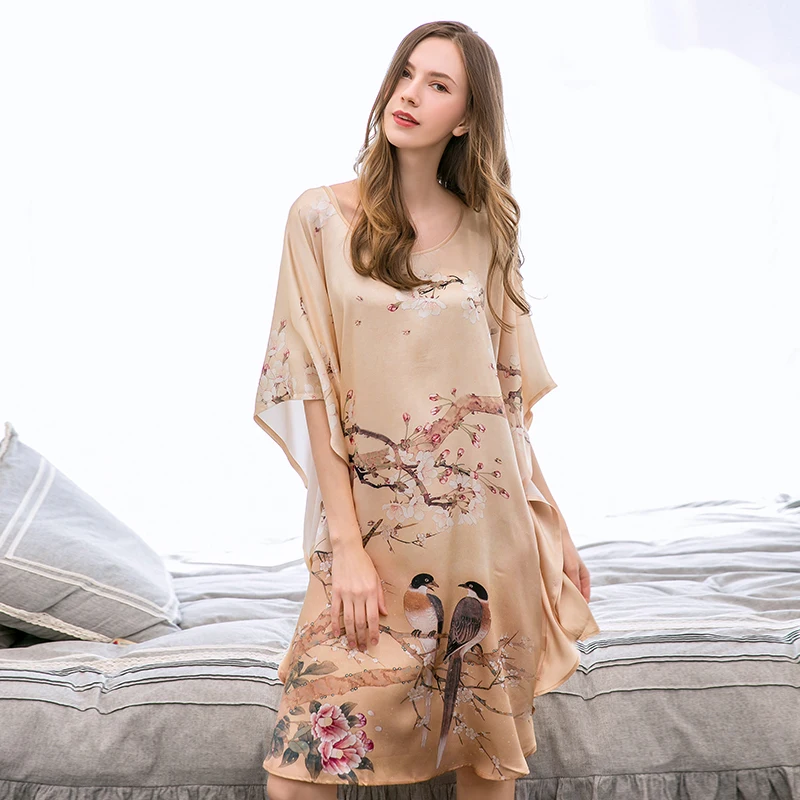 Женский халат из 100% шелка шелковая ночная рубашка для женщин ночные рубашки