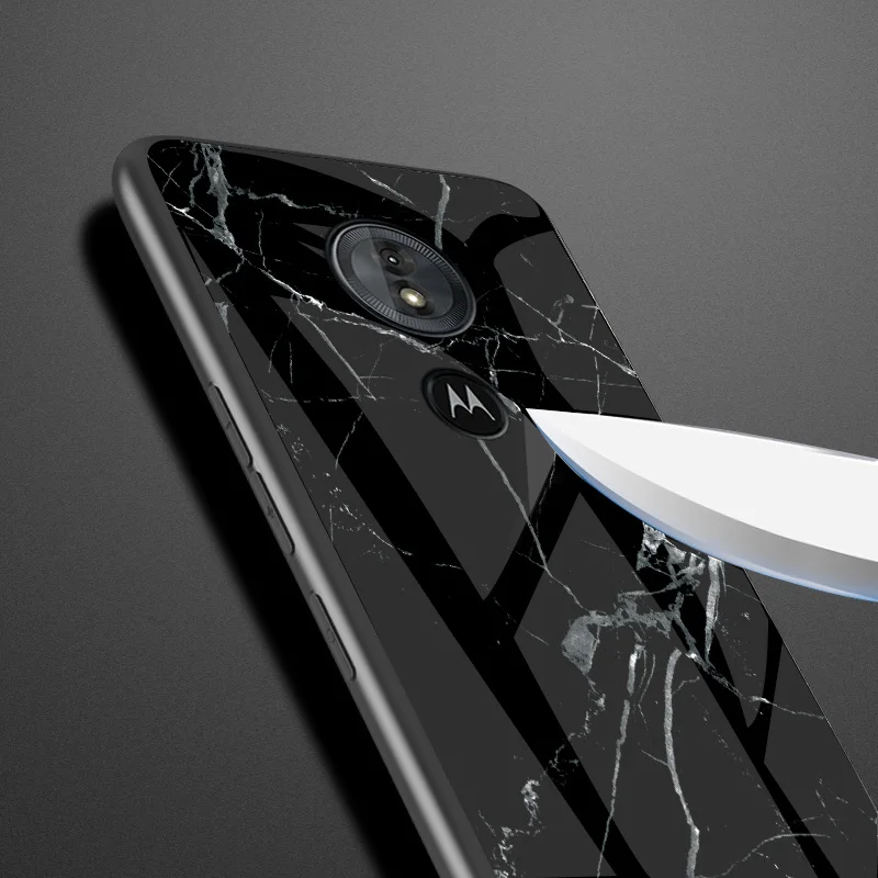 For Motorola Moto G6 Play Case Luxury Marble Grain Hard Tempered Glass Protective Back Cover for moto g6play phone shell | Мобильные