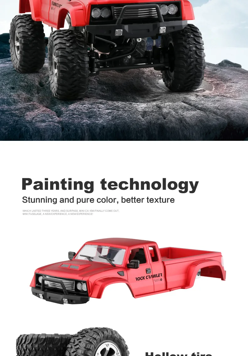 EBOYU FY002B+ WiFi 2,4 ГГц 1/16 4WD зимние шины грузовик внедорожный Радиоуправляемый грузовик с фронтальным освещением WiFi FPV 0.3MP камера военный грузовик RTR