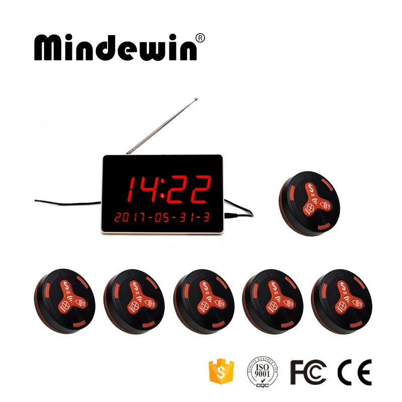 Mindewin Беспроводной вызова Системы 1 шт. светодиодный Дисплей приемник M R и 6 кнопка