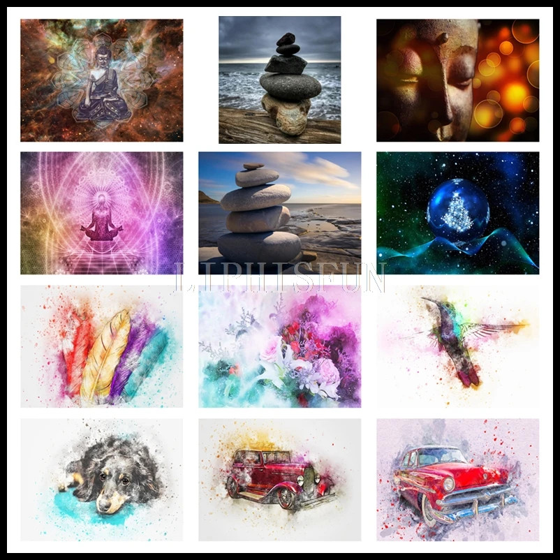 

LIPHISFUN 5D DIY Алмазная картина вышивка крестиком полностью квадратная/круглая дрель домашний декор Будда камень птица абстрактная машина