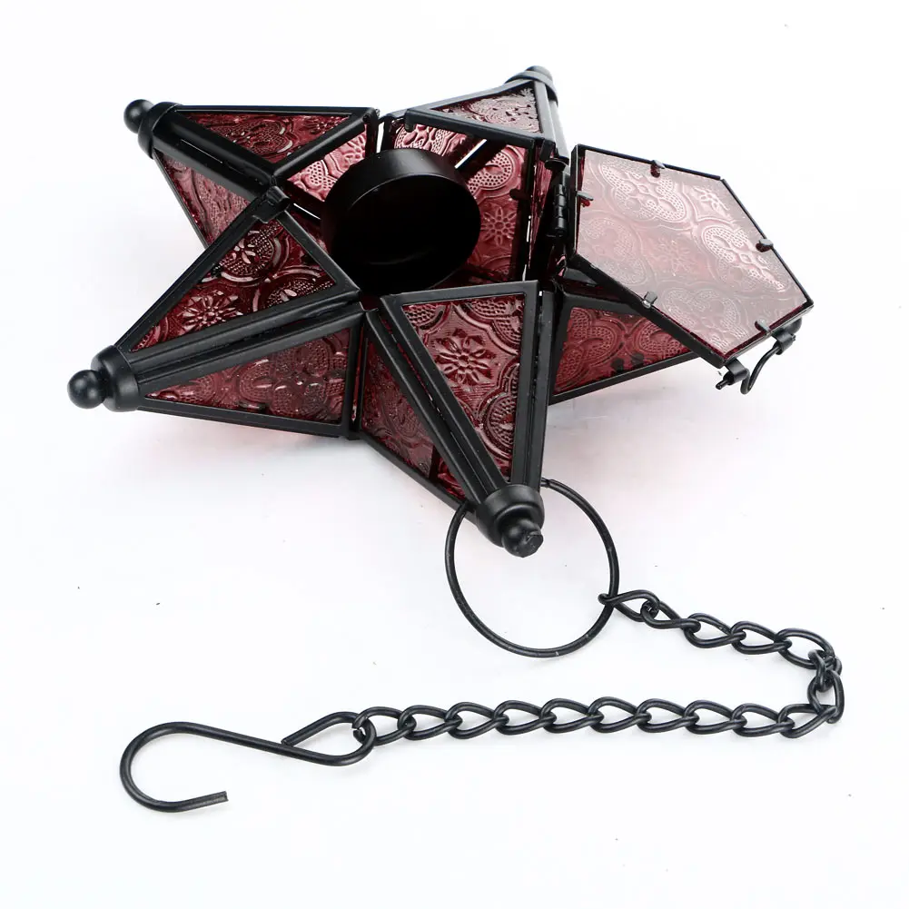 2018 новый металлический стеклянный Звездный Фонарь подвесной подсвечник для