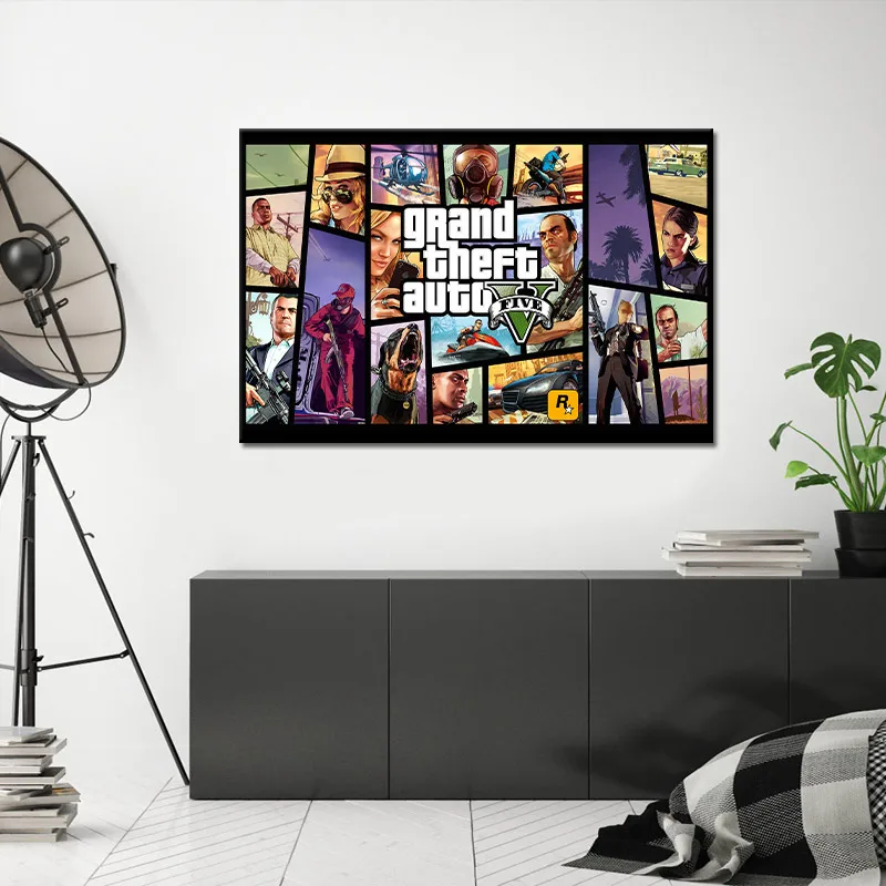HD Print Game Poster Grand Theft Auto V Video Accessories Home Decor Wall Art Picture Stickers Fashion Birthday Gift | Дом и сад