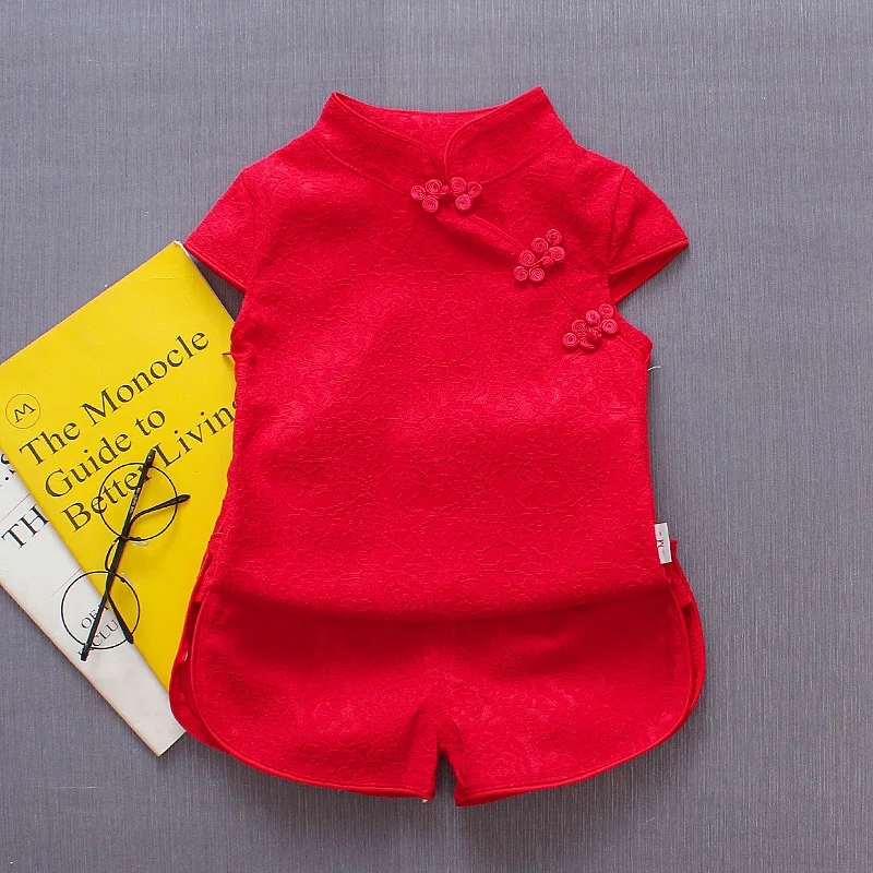 Комплект летней одежды для новорожденных девочек Модная хлопковая одежда Чонсам