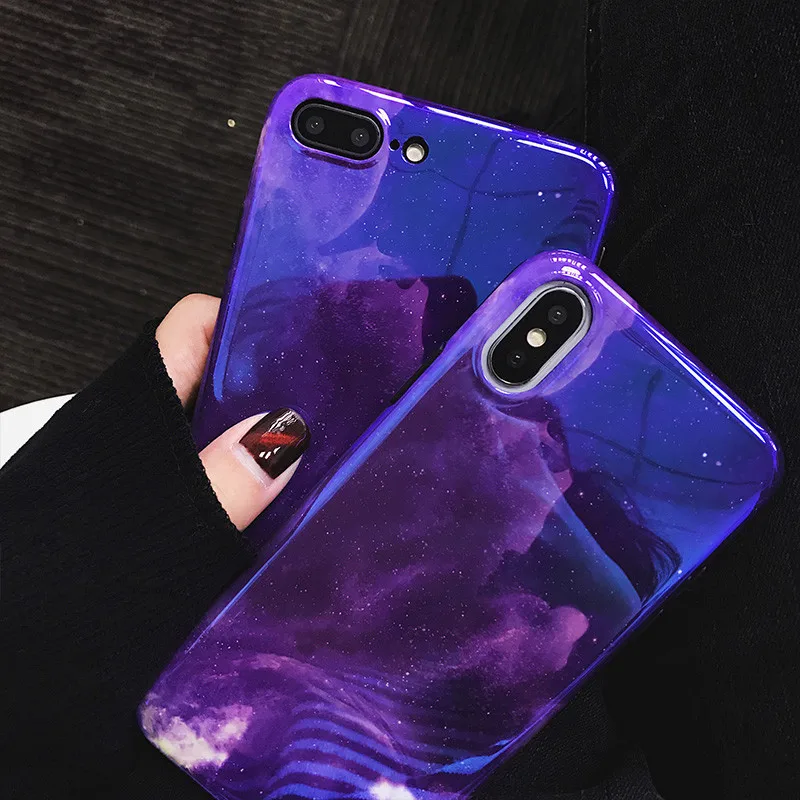 Роскошные градиент звездное небо чехол для iPhone 6 Пульс S 7 8 X XS случаях Мода