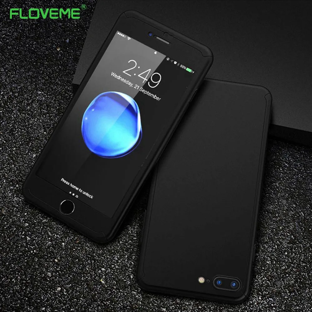 FLOVEME 360 Полное покрытие телефонные чехлы для iPhone 6 6s 7 8 Plus X XR XS Max закаленное стекло