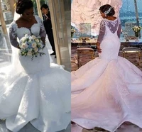 gorgeous african mermaid wedding dresses plus size lace appliques bridal gowns 2020 luxury