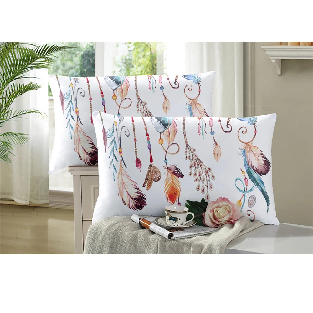 Комплект постельного белья Ловец снов с красочными перьями пододеяльник в стиле