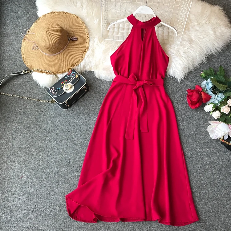 Женское платье с круглым вырезом FMFSSOM летнее облегающее средней длины без