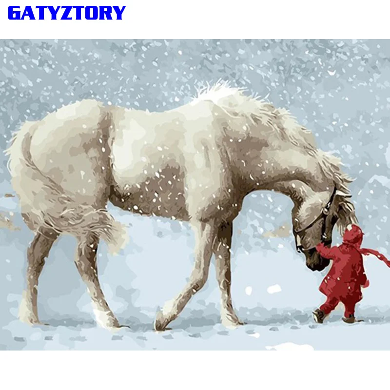 GATYZTORY рамка Рождественский снег Сделай Сам картина по номерам пейзаж Ручная роспись маслом Современная Настенная живопись Домашний декор уникальный подарок - Цвет: 10