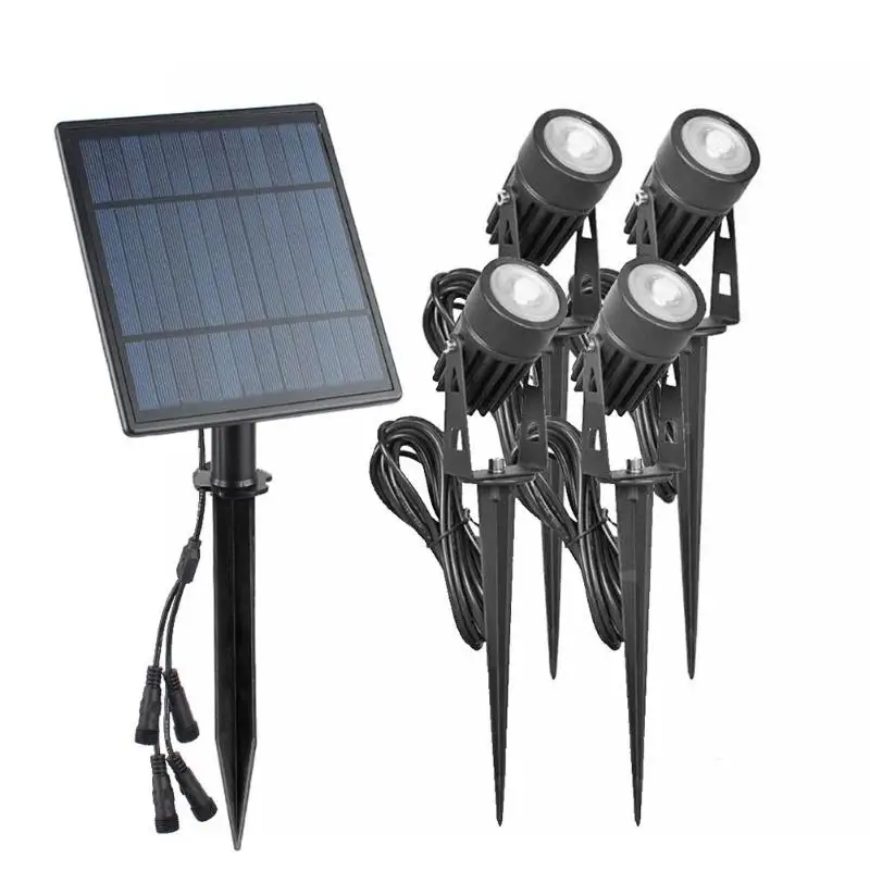 4 Вт Солнечный Спайк точечные светильники открытый сад Газон Led 4 шт. Прожекторы+ 1 шт. солнечная панель IP65 Водонепроницаемый лампы Сад Двор - Испускаемый цвет: Multicolor