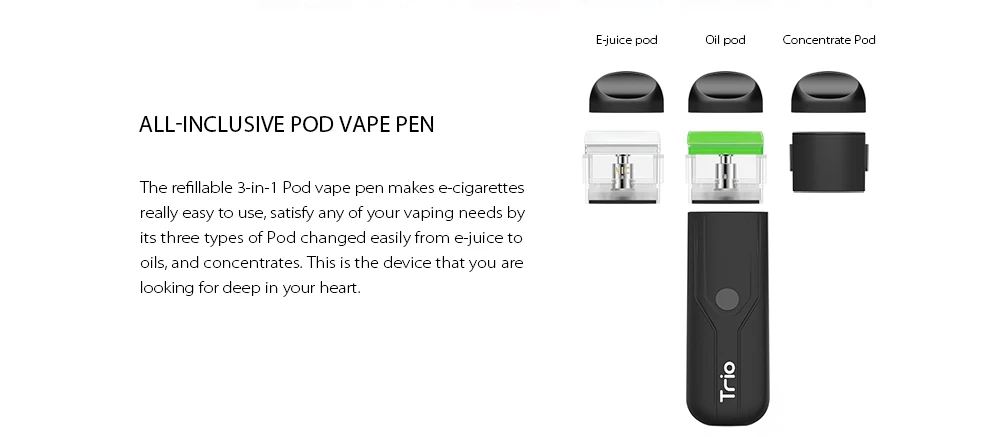 Yocan Trio 3в1 pod Kit 1,0 мл с аккумулятором 500 мАч электронная сигарета Trio vape ручка с для КБР сок воск испаритель