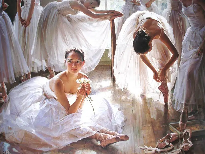 

Free shipping wall art Ballet dancing girls printed oil painting WK-- (425)