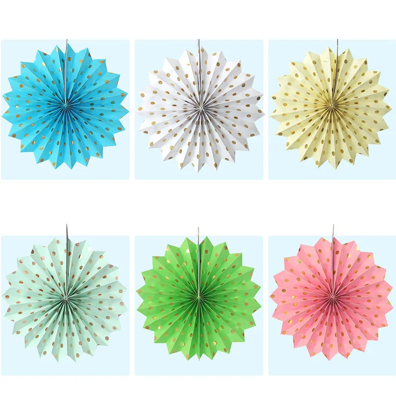 12'ཚcm 1 шт. Золотой горошек бумажный веер висячий декор для стен DIY Pinwheel