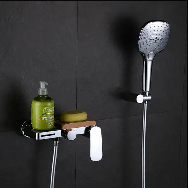 

new top high quality brass material modern design chrome bathroom shower faucet set exposed B&S faucet set