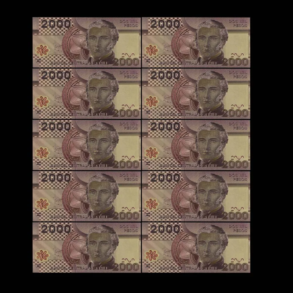 10 шт./лот новые продукты Чили 5000 песо золото банкноты красочный мир банкноты для сувениров, золотые банкноты - Цвет: style 2