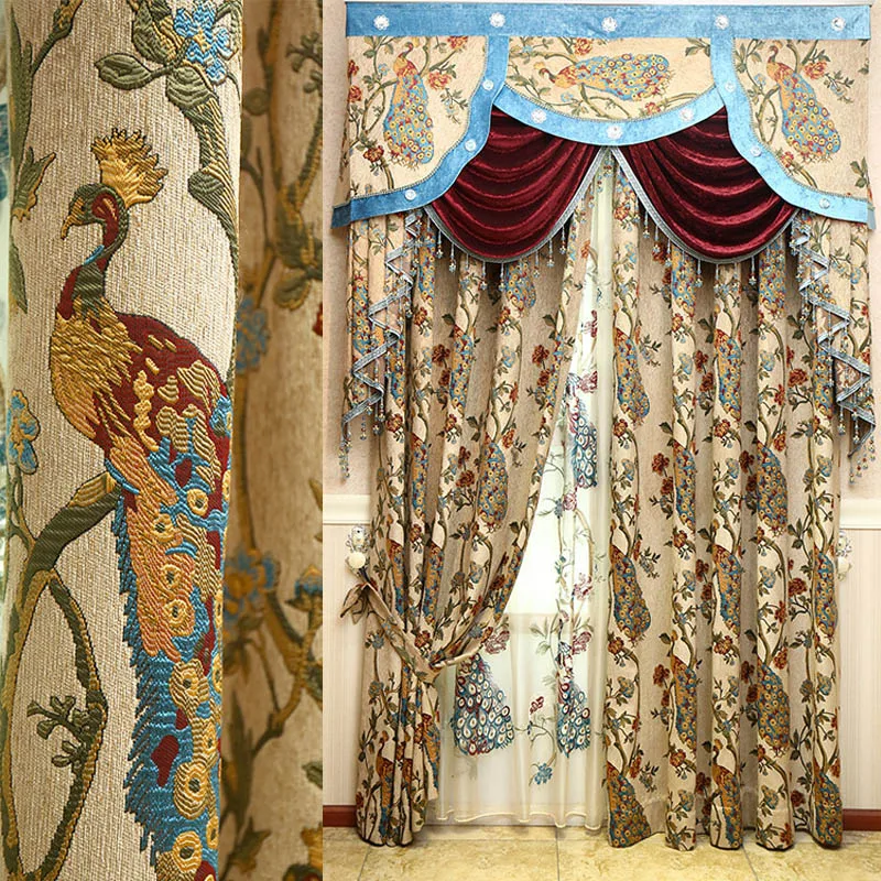 Фон для фотографий дерево и Павлин|luxury drapes|designer drapesbird curtains |