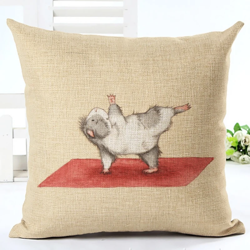 Наволочка для декоративных подушек из хлопка и льна с принтом крыс йоги Чехол на