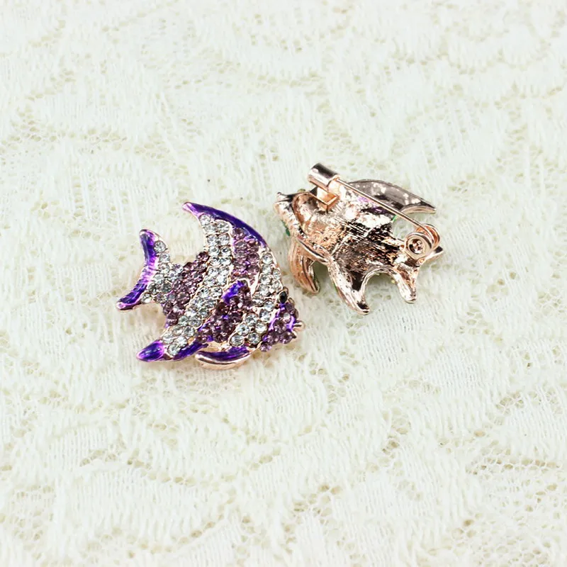Simple Cute Gold Color Green Cartoon Animal Fish Brooches Pins CZ Crystal Rhinestone Brooch Badges Dress For Women Men Collar | Украшения и