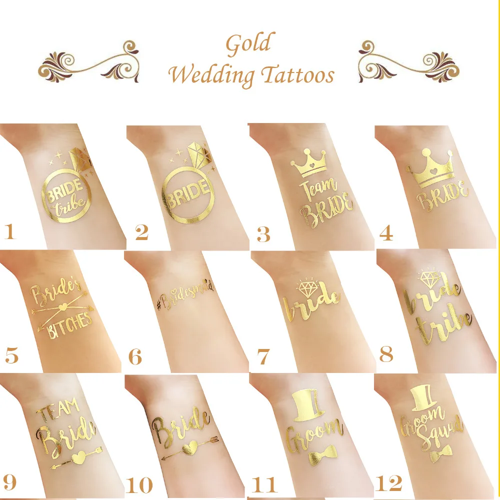 Золотая временная татуировка для невесты украшения свадьбы наклейки девичника Mr